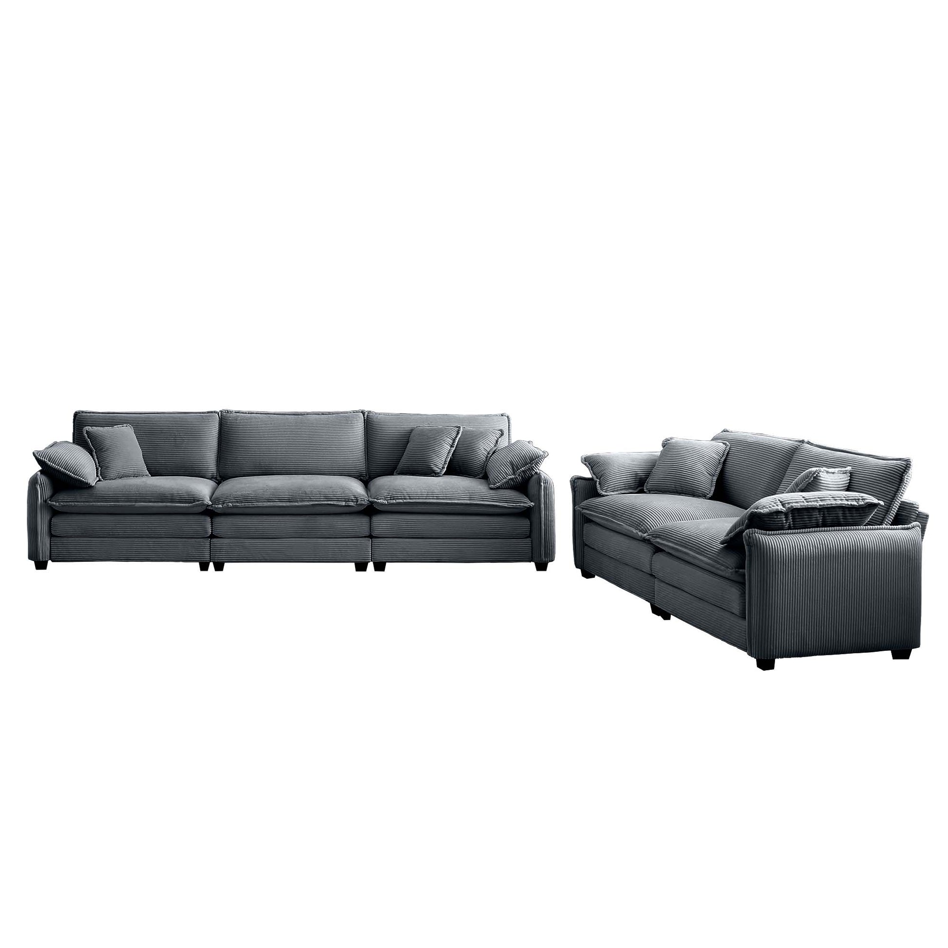 Family Deep-Seat Sofa Set by HouseOfZazla, dark gray fabric sectional with chaise on Tampa Home & Garden Store