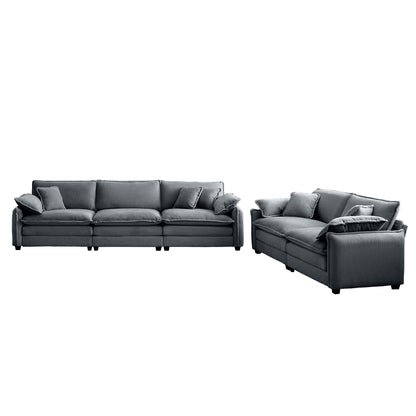 Family Deep-Seat Sofa Set by HouseOfZazla, dark gray fabric sectional with chaise on Tampa Home & Garden Store