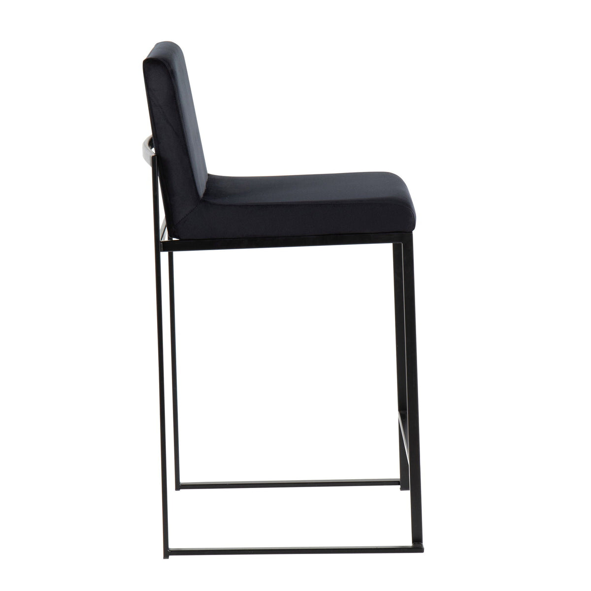Fuji High Back Counter Stool black upholstered seat with metal frame on Tampa Home & Garden Store