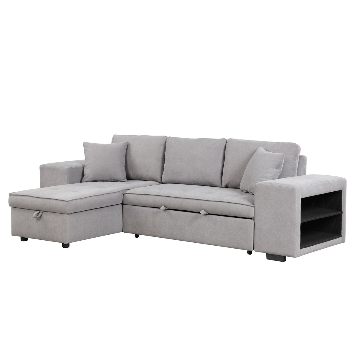 Modern L-shaped sleeper sectional sofa with storage chaise in gray fabric by HouseOfZazla on Tampa Home & Garden Store