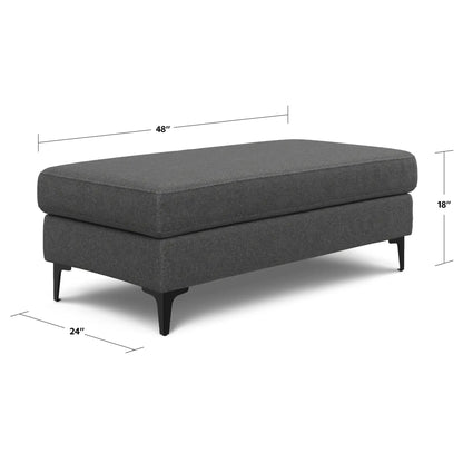 Ava ottoman by Unique Piece Furniture in charcoal gray fabric, 48in long x 24in wide x 18in high on Tampa Home & Garden Store