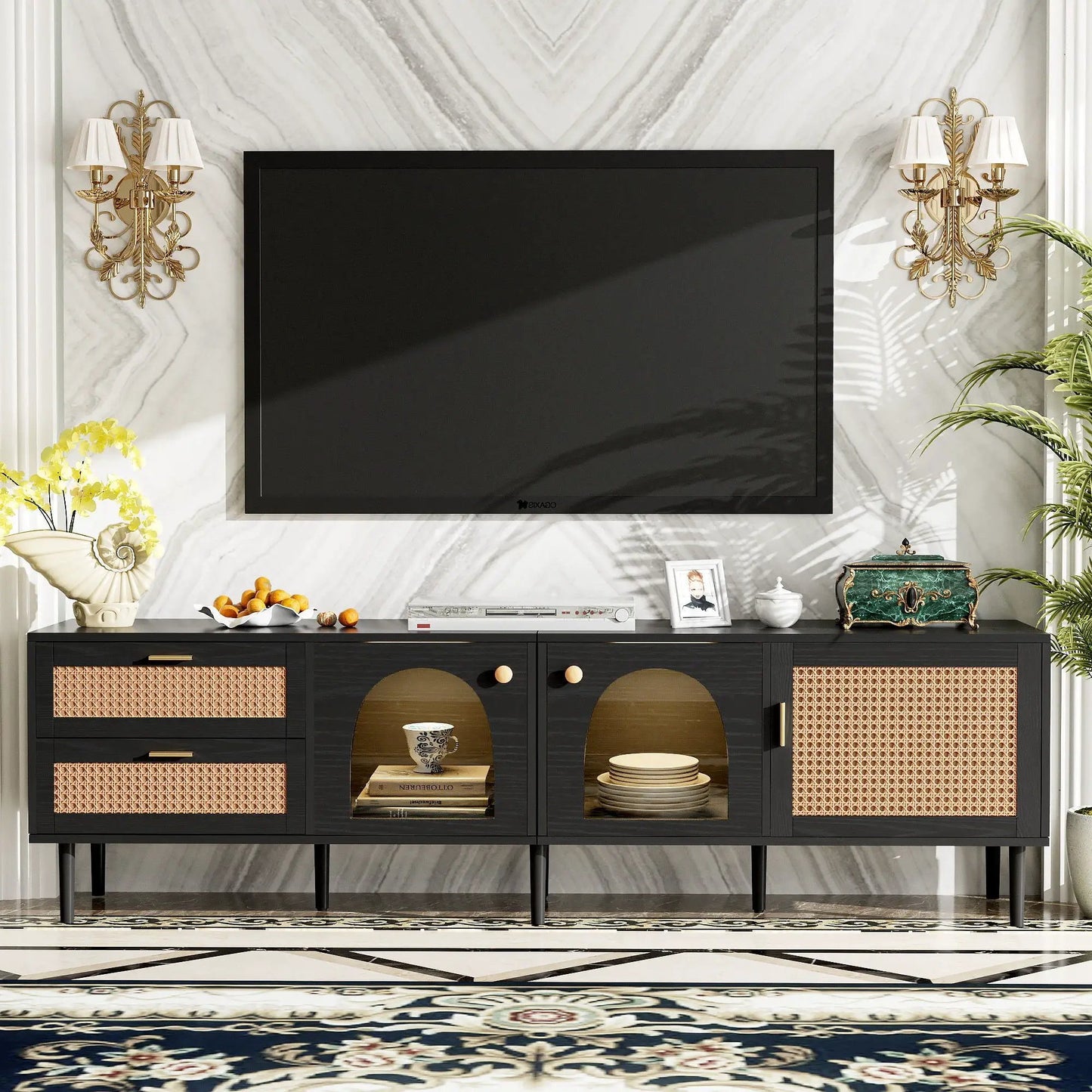TV Stand With App LED Lights and Door Storage