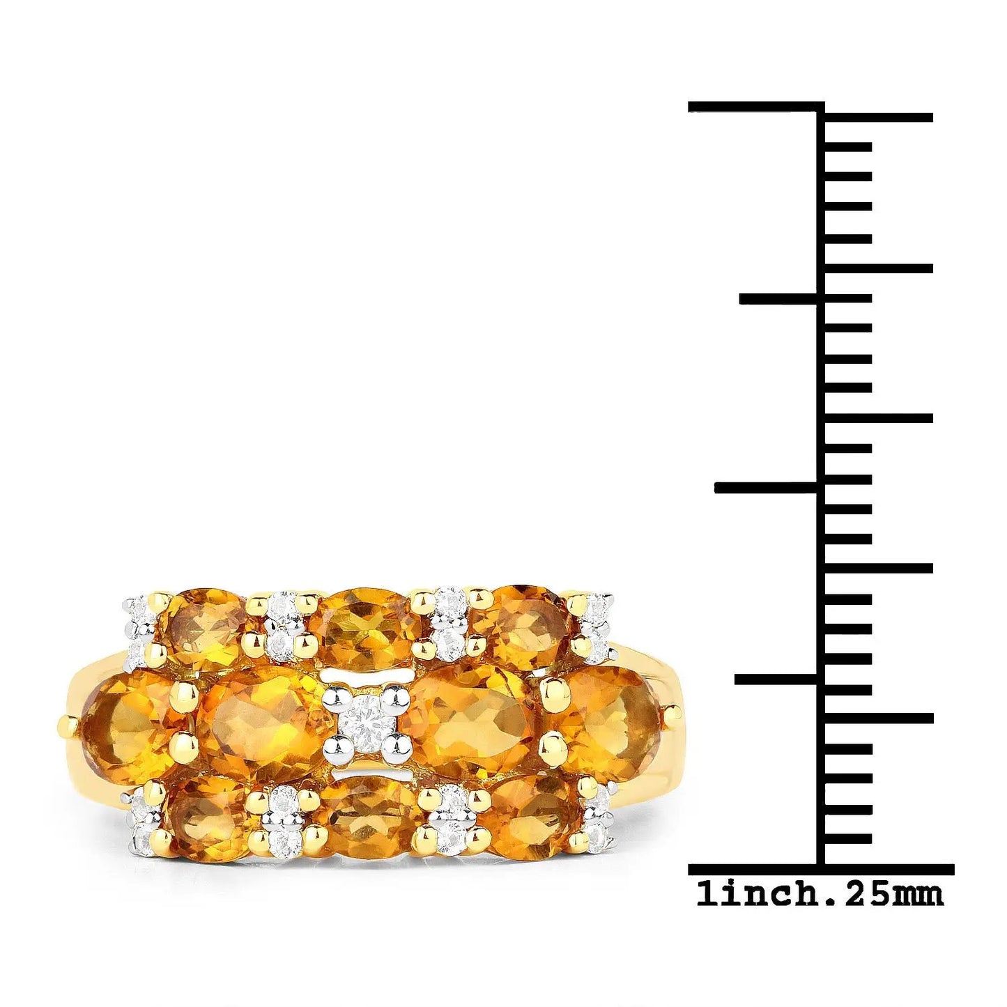 Ring, 14K yellow gold plated 2.48ct citrine with white topaz, sterling silver band, Bids.com on Tampa Home & Garden Store