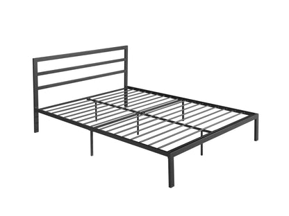 Modern Metal Bed Frame with Headboard and Storage