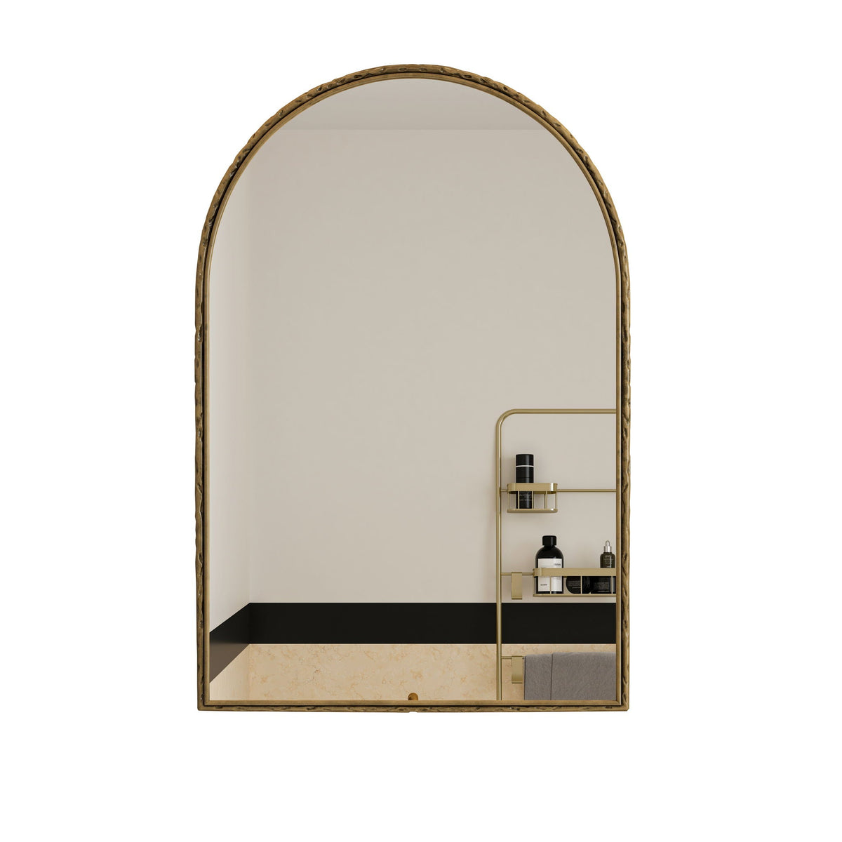 Arched wall mirror with hammered gold frame and shatterproof glass HouseOfZazla on Tampa Home & Garden Store