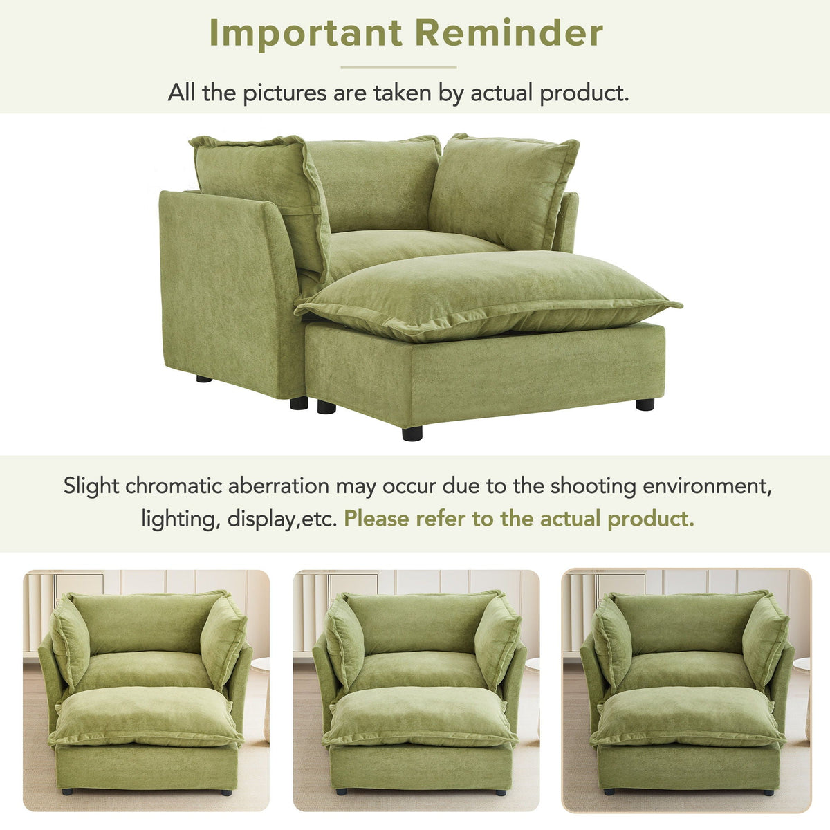 Modern Fabric Armchair with a Movable Ottoman