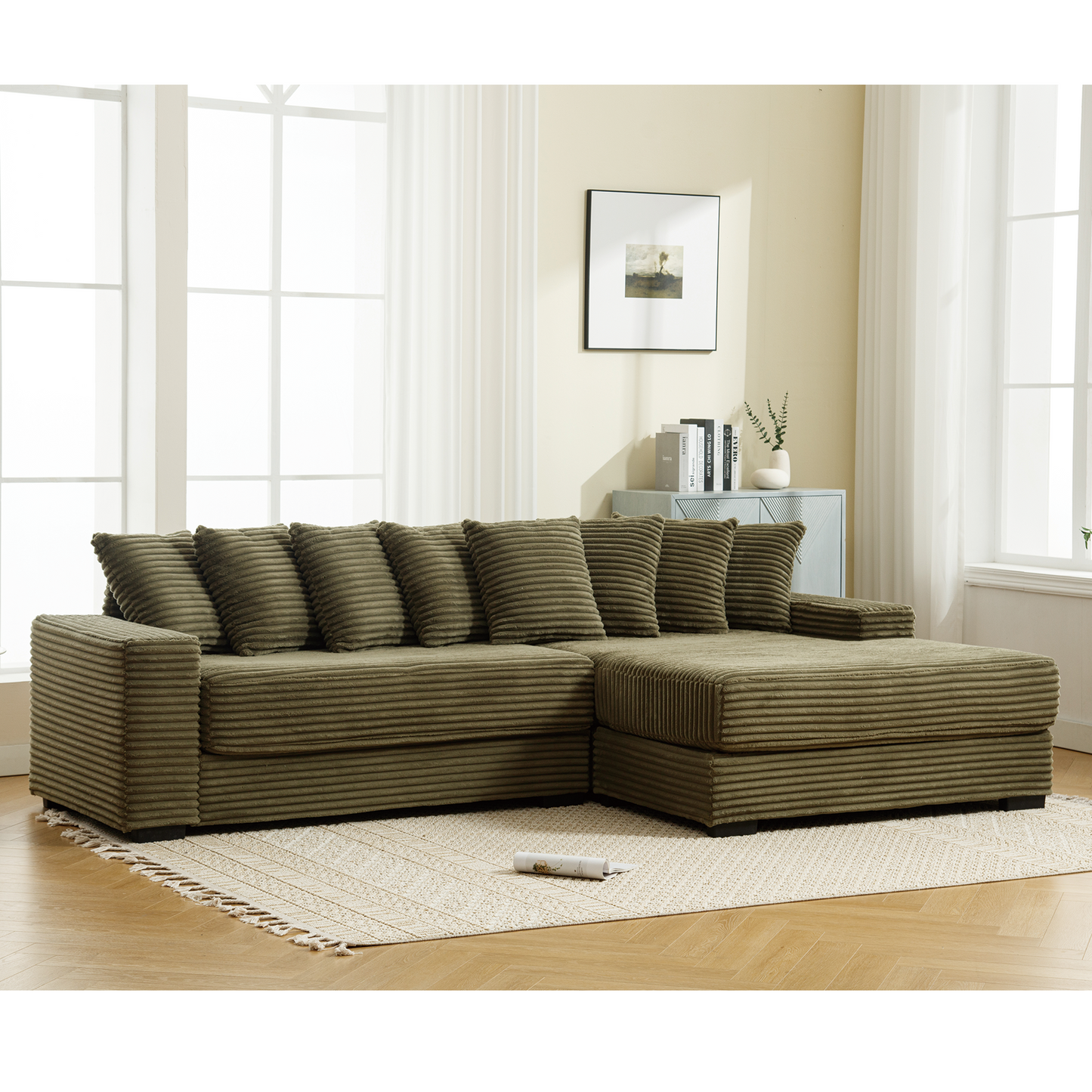 The Oversized Corduroy L Shaped Living Room Sofa