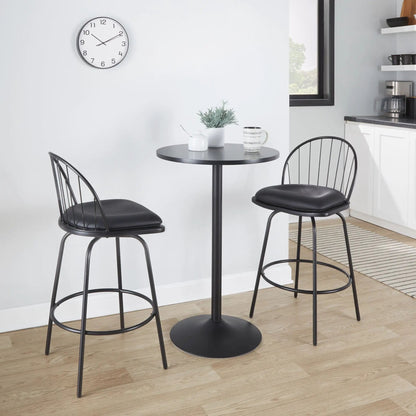Set of 2 Riley Claire counter stools with swivel, black metal frame and padded seats on Tampa Home & Garden Store