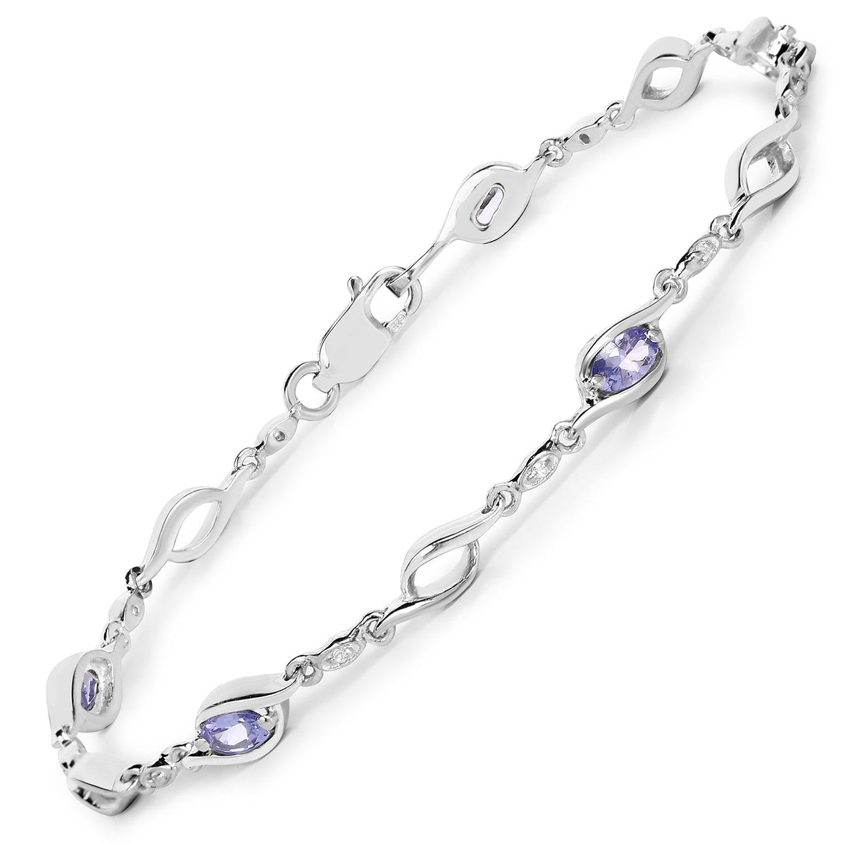 Sterling silver bracelet featuring 1.30ct tanzanite and white topaz by Bids.com on Tampa Home & Garden Store