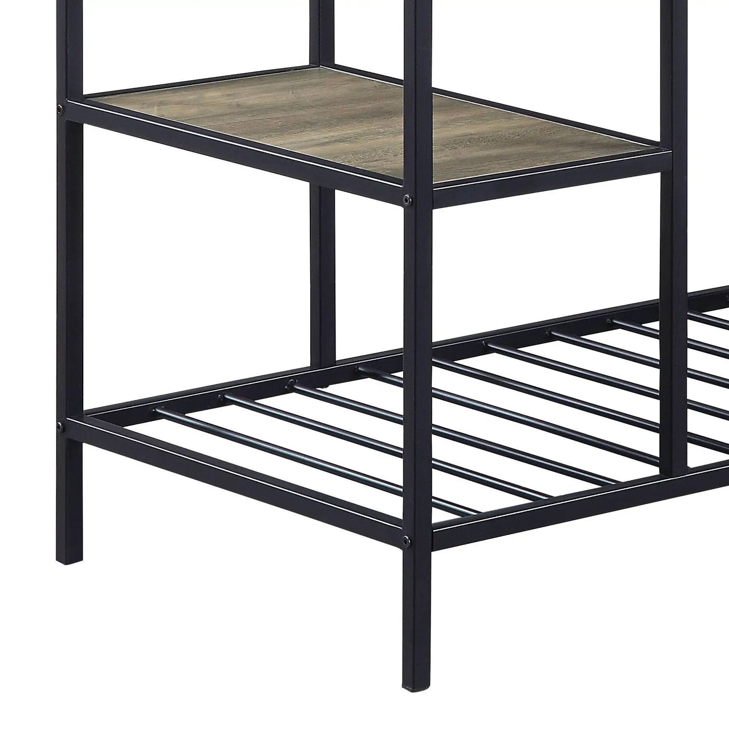 Lona Kitchen Island Rustic Oak and Black Finish