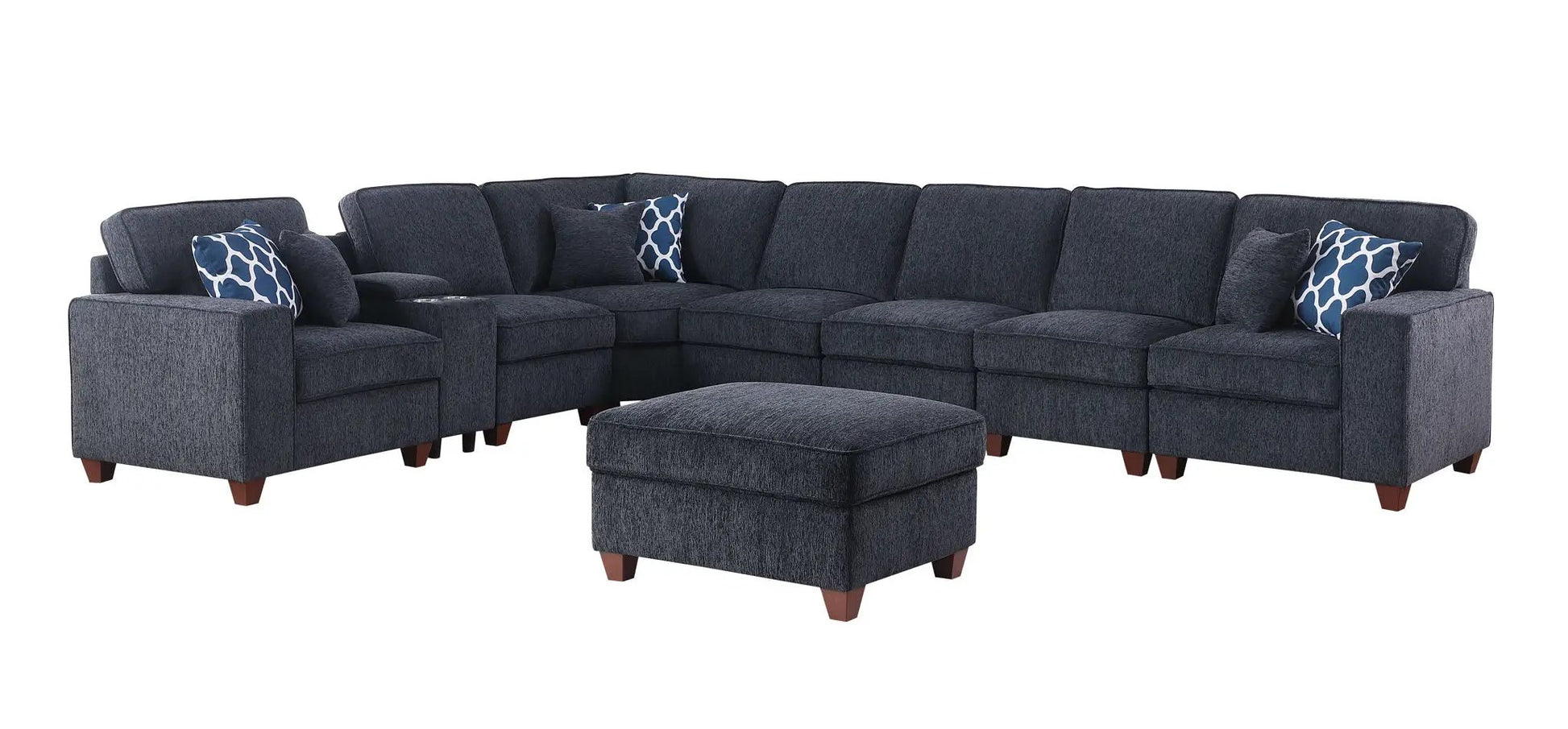 Lily sectional sofa with ottoman in black fabric; 2-piece set by Unique Piece Furniture on Tampa Home & Garden Store