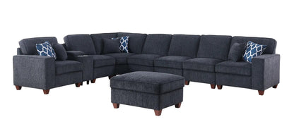 Lily sectional sofa with ottoman in black fabric; 2-piece set by Unique Piece Furniture on Tampa Home & Garden Store
