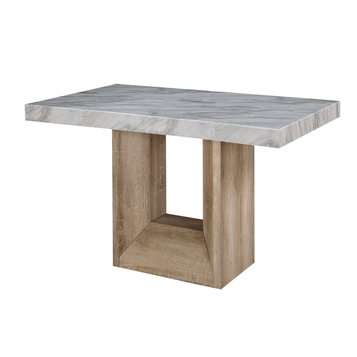 Sheena Dining Table with Faux Marble Top in gray/white, wooden legs, HouseOfZazla on Tampa Home & Garden Store