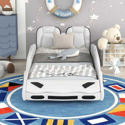 Race Car Shaped Twin Platform Bed With Wheels