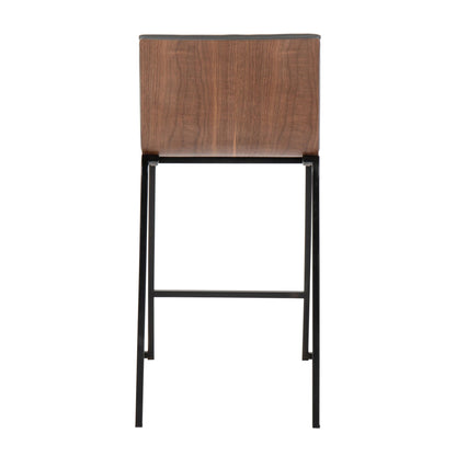 Contemporary counter stool back with wood panel and black metal frame HouseOfZazla set of 2 on Tampa Home & Garden Store