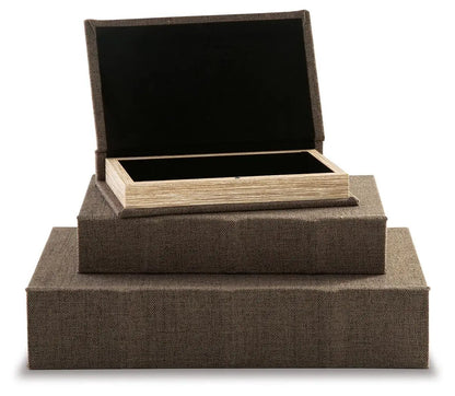 Jolina Linen Box Set of 3 Keepsake Boxes