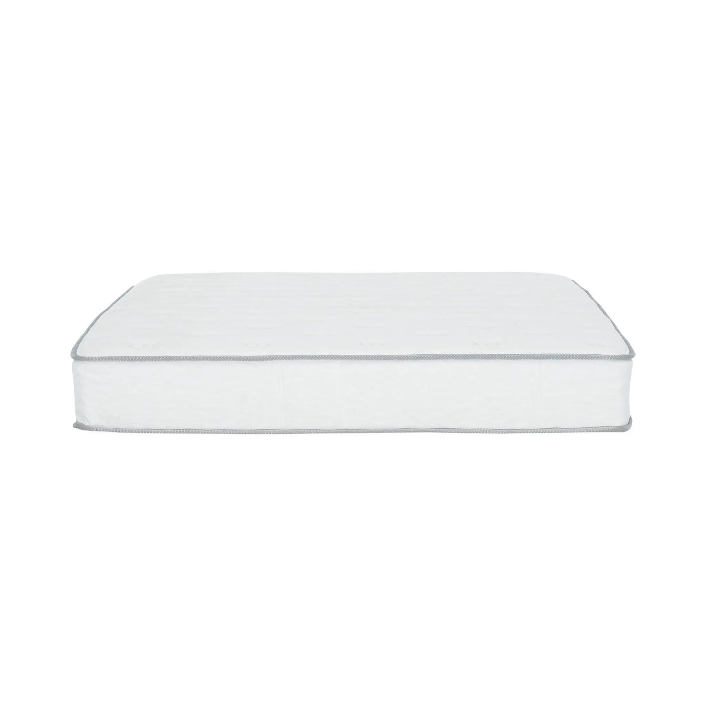 Premium 9-inch pocket spring mattress, white quilted top with gray piping on Tampa Home & Garden Store