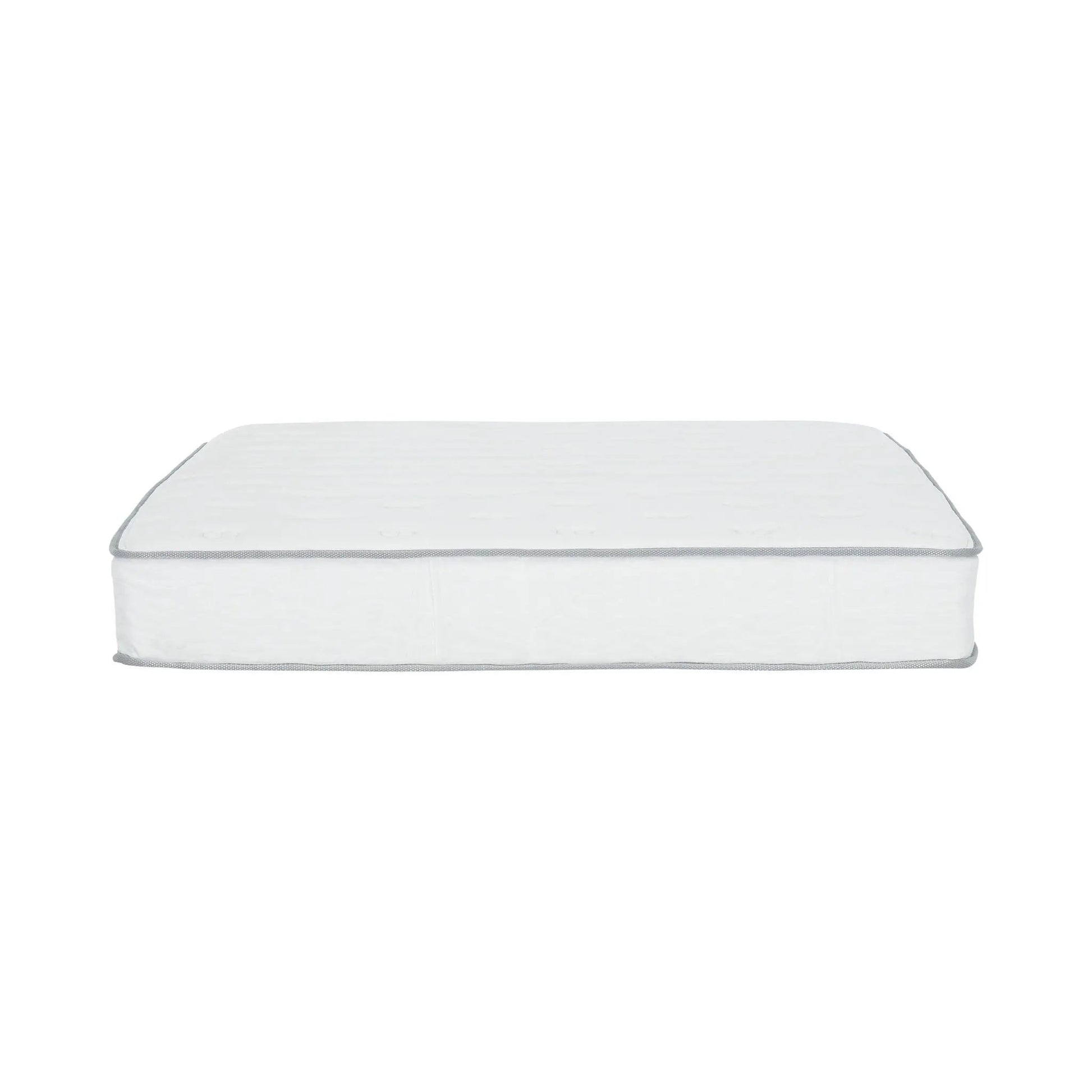 Premium 9-inch pocket spring mattress, white quilted top with gray piping on Tampa Home & Garden Store