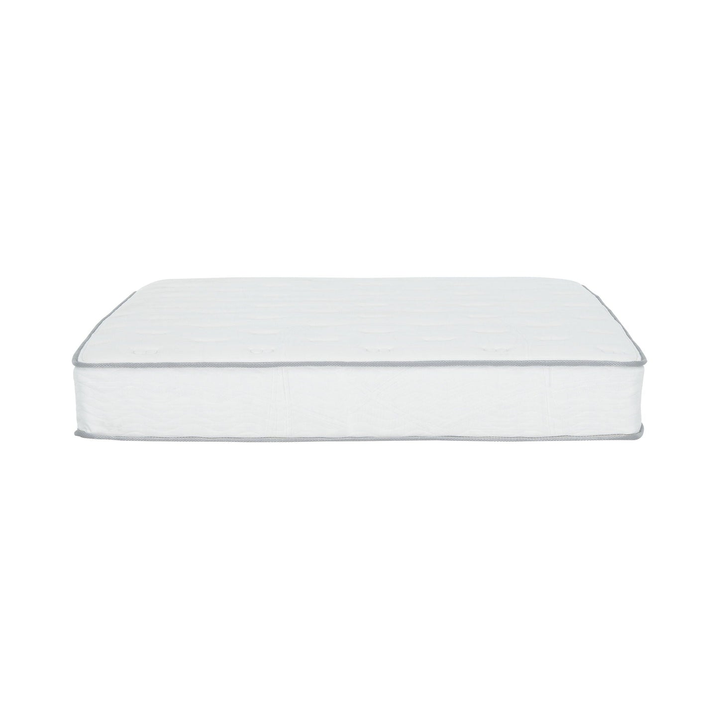 Premium 9-inch Medium Pocket Spring Hybrid Mattress by HouseOfZazla white fabric with grey trim on Tampa Home & Garden Store