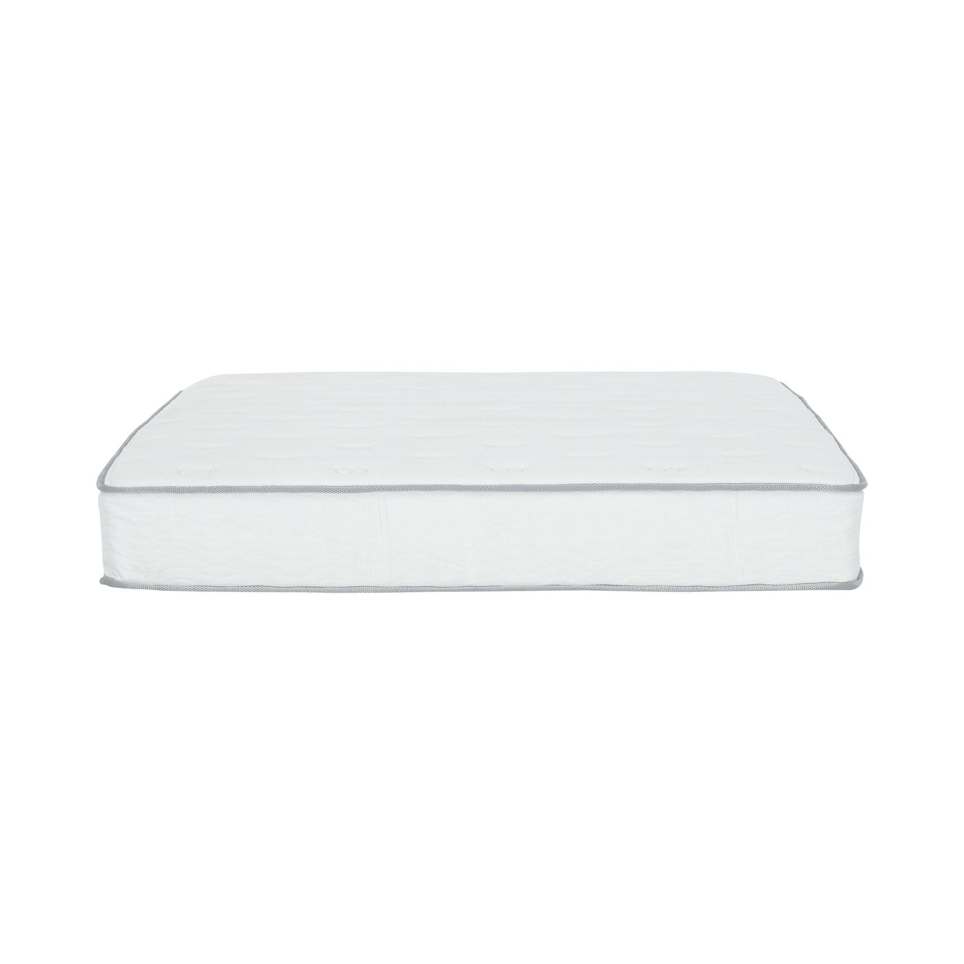 Premium 9-inch Medium Pocket Spring Hybrid Mattress by HouseOfZazla white fabric with grey trim on Tampa Home & Garden Store