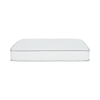 Premium 9-inch Medium Pocket Spring Hybrid Mattress by HouseOfZazla white fabric with grey trim on Tampa Home & Garden Store