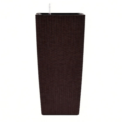 Indoor Outdoor Planter With Automatic Watering System brown wicker planter HouseOfZazla on Tampa Home & Garden Store