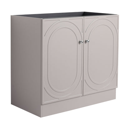 Freestanding bathroom vanity with soft close from HouseOfZazla, taupe two-door cabinet with panels on Tampa Home & Garden Store