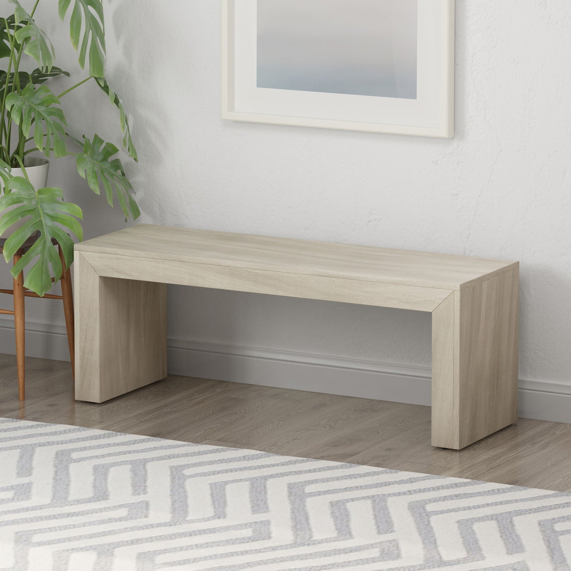 Acacia Wood Dining Bench farmhouse style light natural finish indoor setting HouseOfZazla on Tampa Home & Garden Store