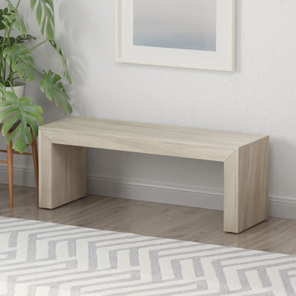Acacia Wood Dining Bench farmhouse style light natural finish indoor setting HouseOfZazla on Tampa Home & Garden Store