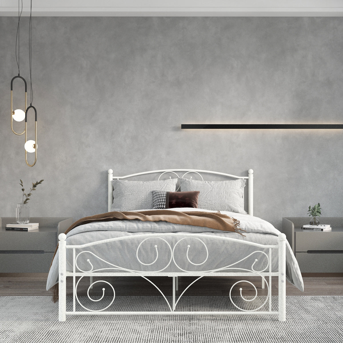 the Full Size Flower Design Steel Bed Frame