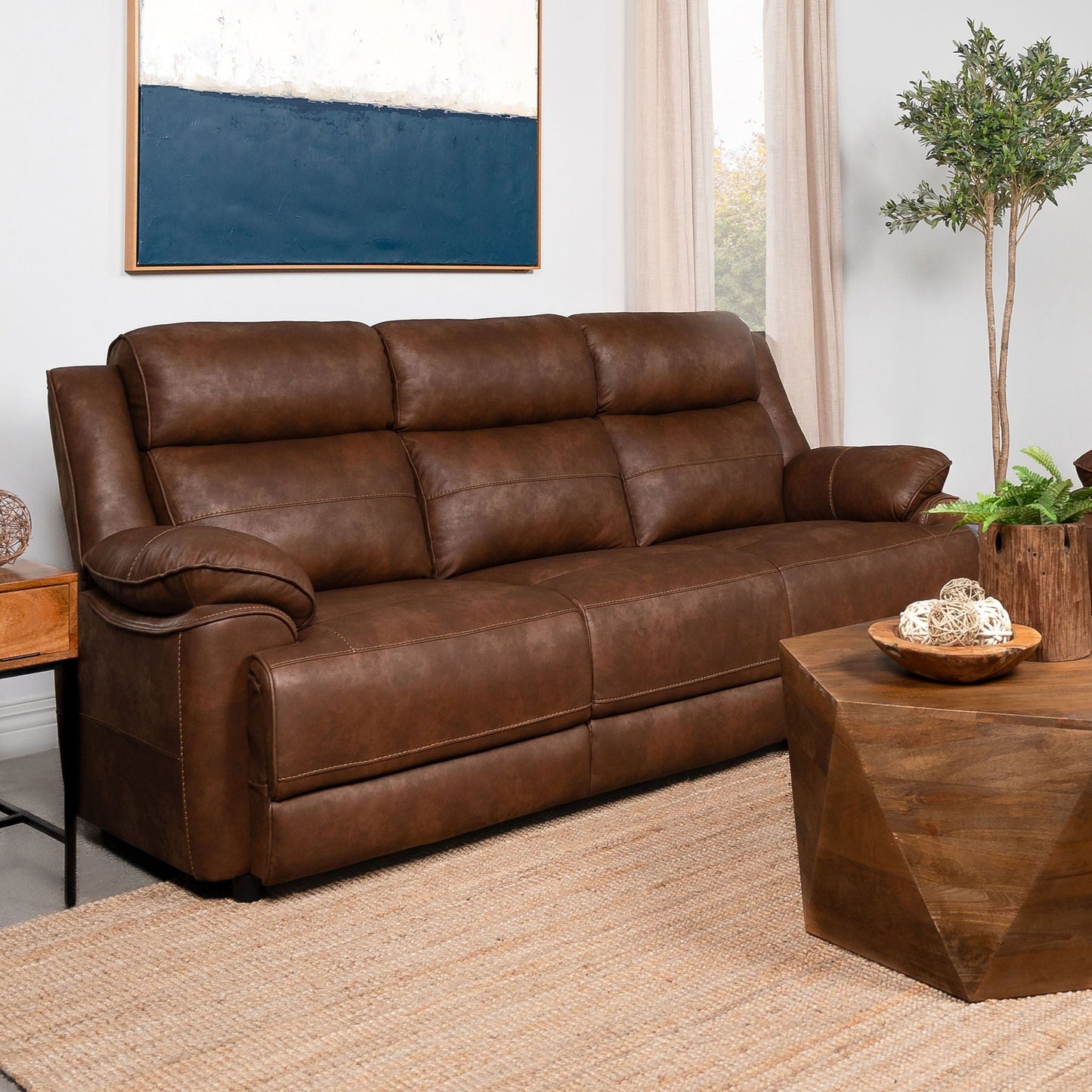 the Worthington Dark Brown Microfiber Sofa