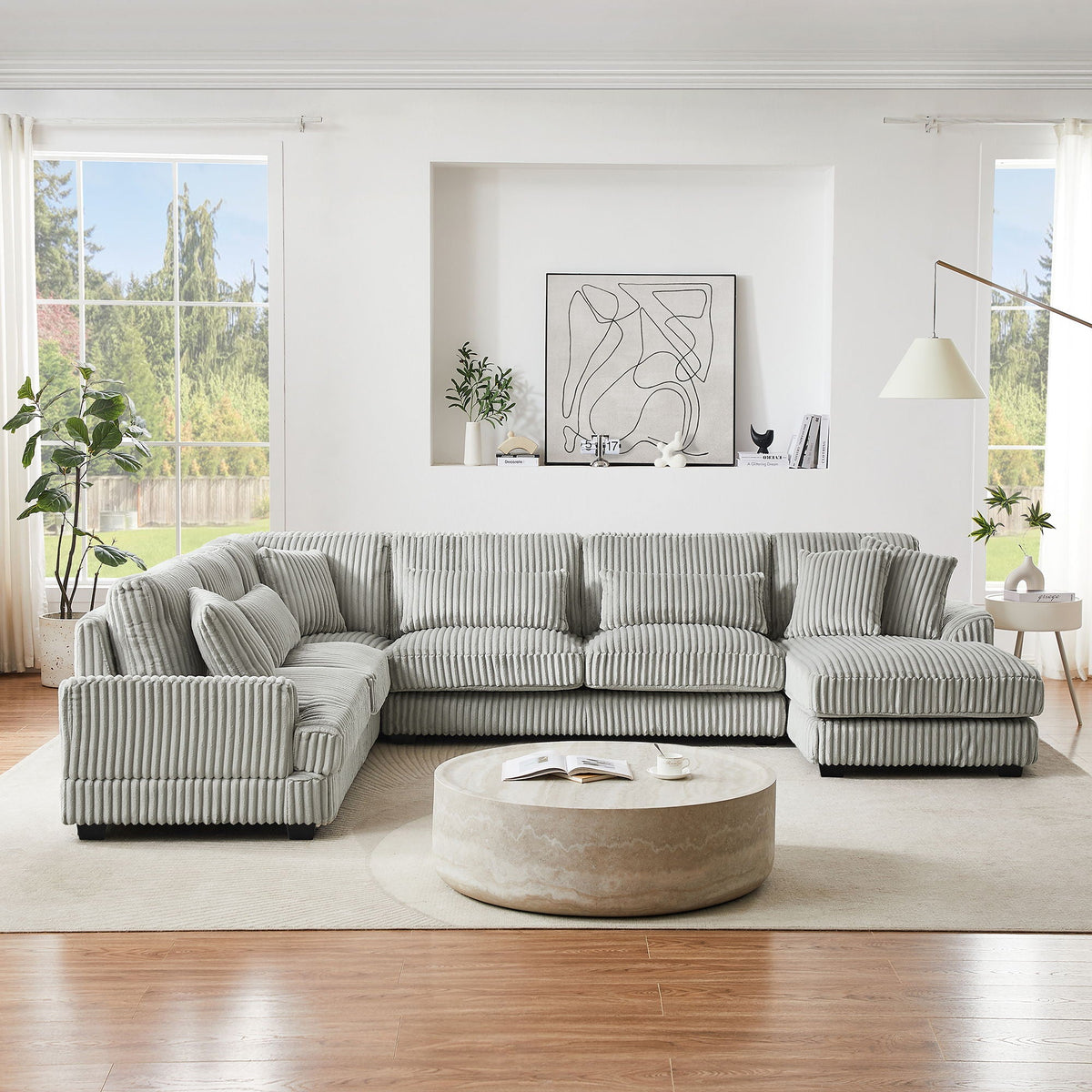 HouseOfZazla gray U-shaped sectional sofa with chaise lounge, oversized living room sofa on Tampa Home & Garden Store