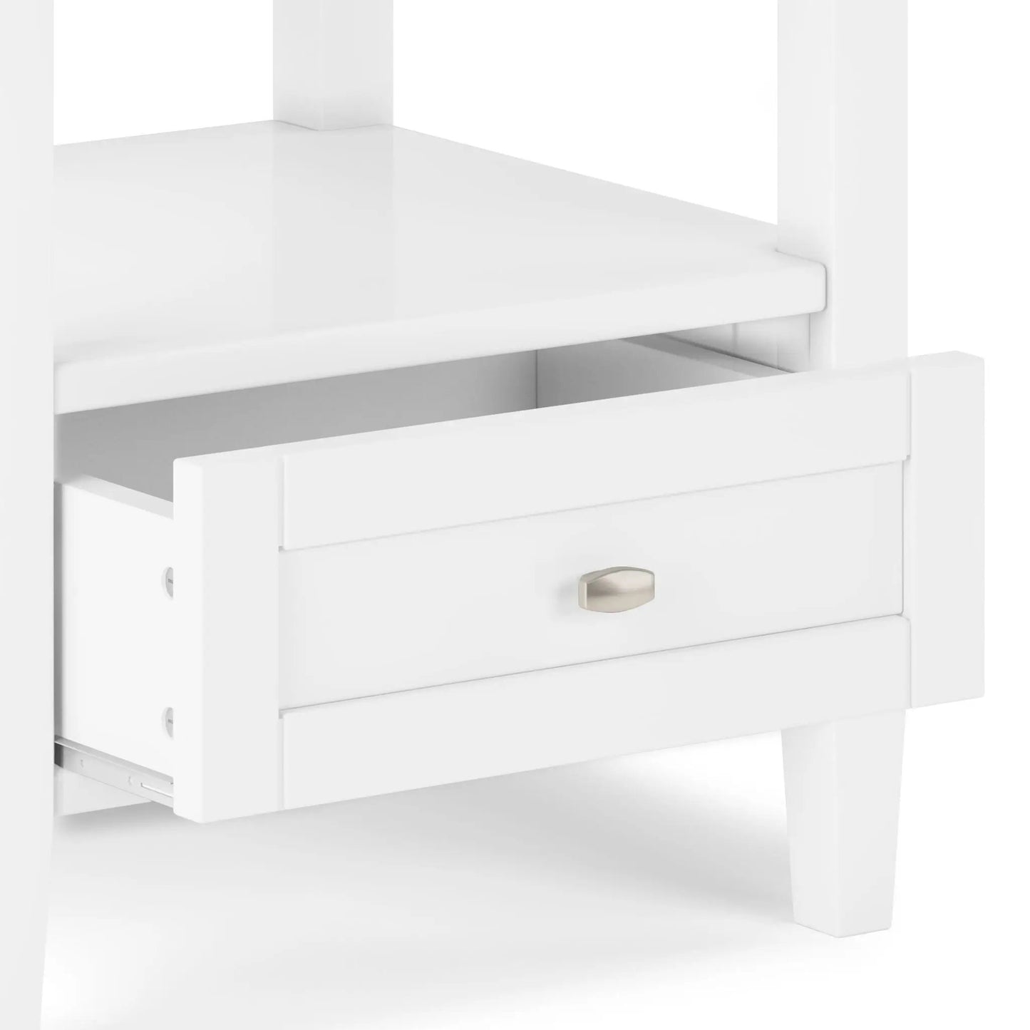 Warm Shaker handcrafted white coffee table with a drawer and brass knob by Unique Piece Furniture on Tampa Home & Garden Store