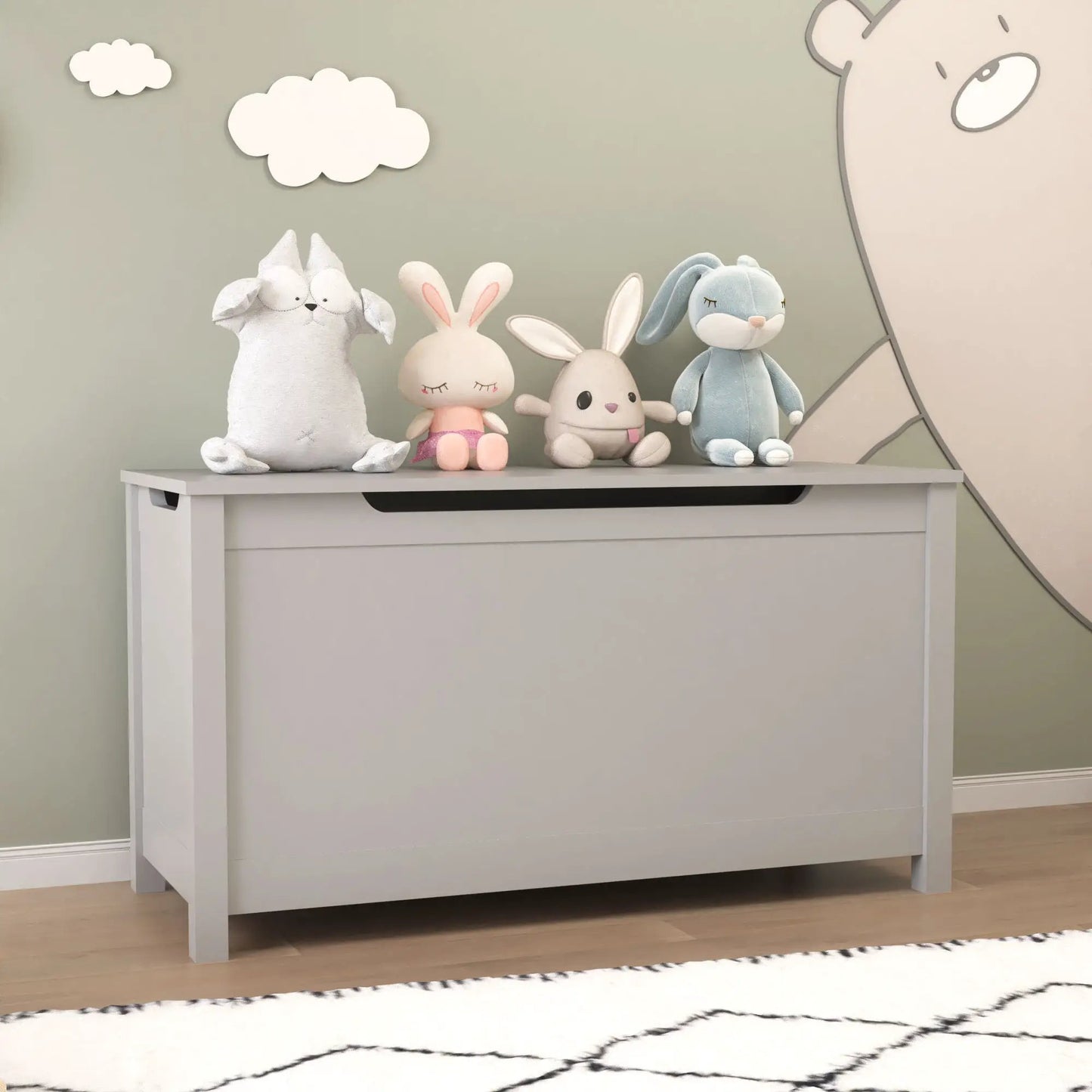 Toy Box Storage With Safety Hinged Lid For Kids