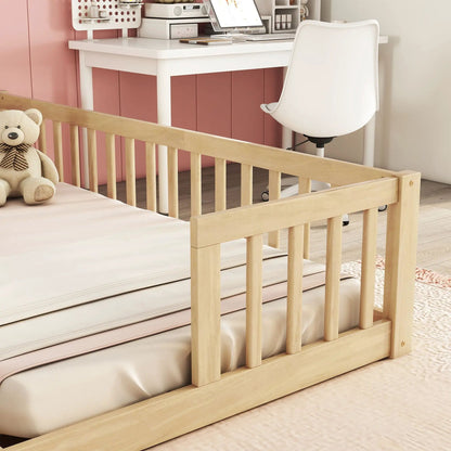 Double Floor Bed with Fence and Guardrails