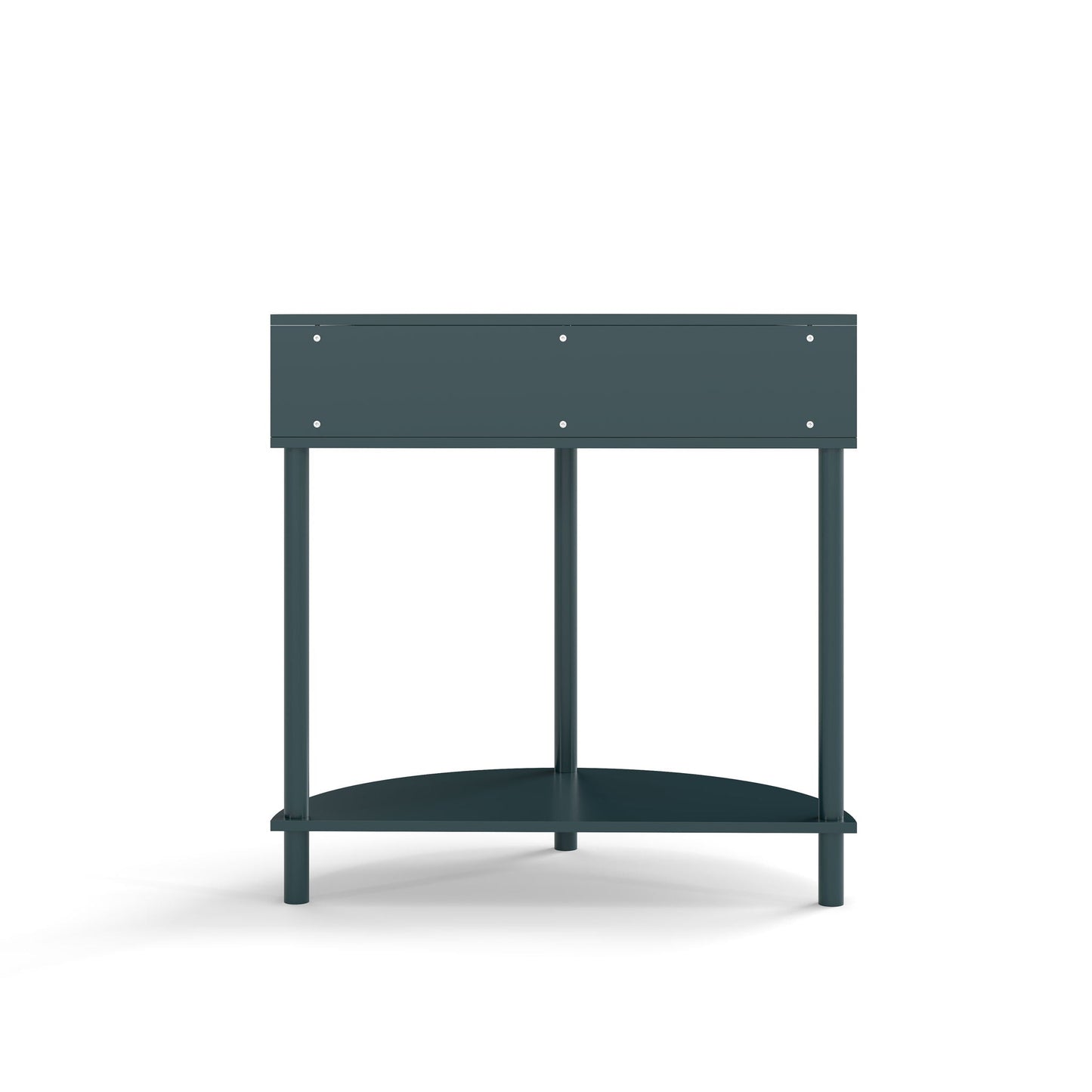 Boho End Table by HouseOfZazla dark teal with bottom shelf and front panel screws on Tampa Home & Garden Store