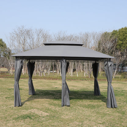 HouseOfZazla 13x10 ft grey outdoor gazebo canopy with ventilated double roof and side walls on Tampa Home & Garden Store