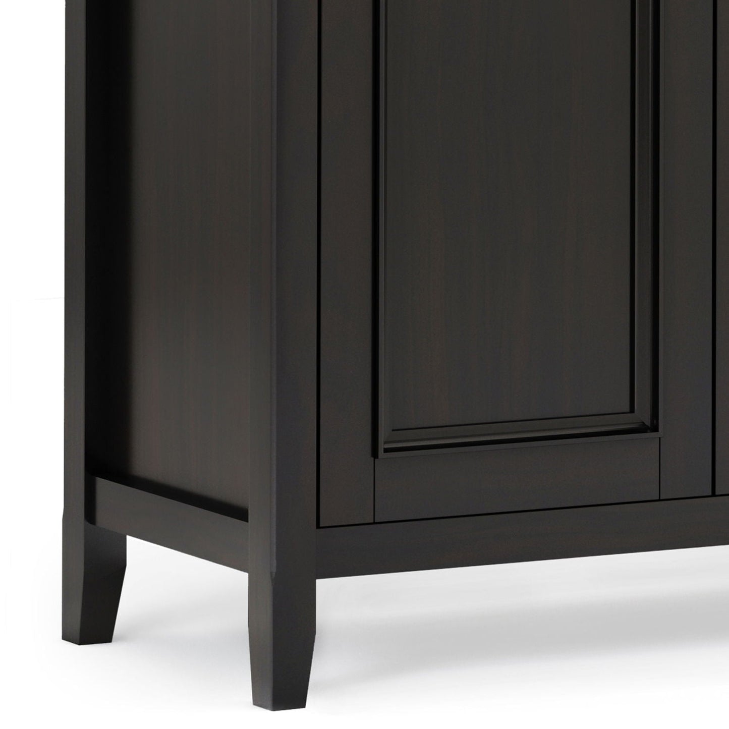 Amherst 4-Door Storage Cabinet in dark espresso finish with framed panel doors and tapered legs on Tampa Home & Garden Store