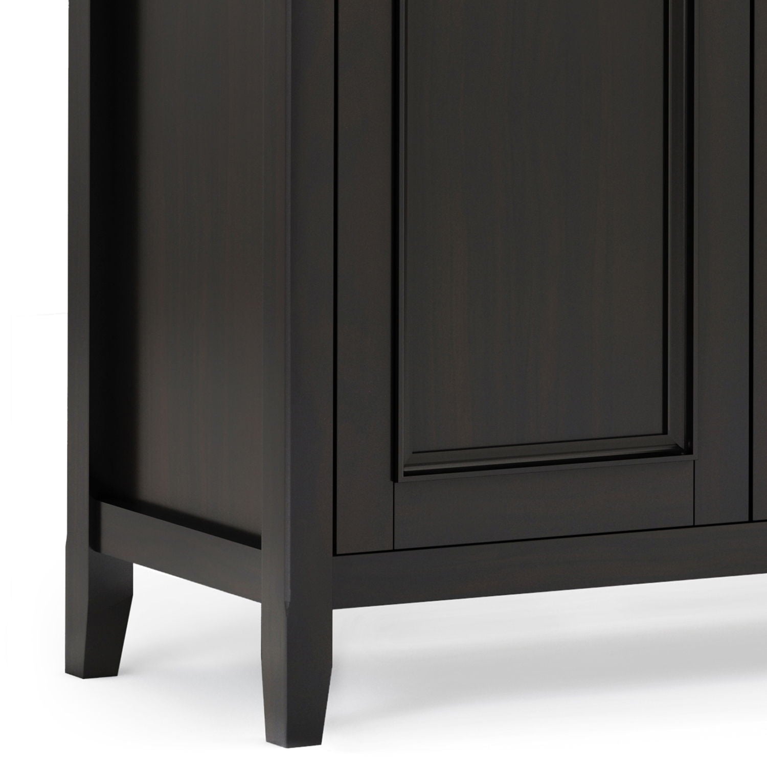Amherst 4-Door Storage Cabinet in dark espresso finish with framed panel doors and tapered legs on Tampa Home & Garden Store