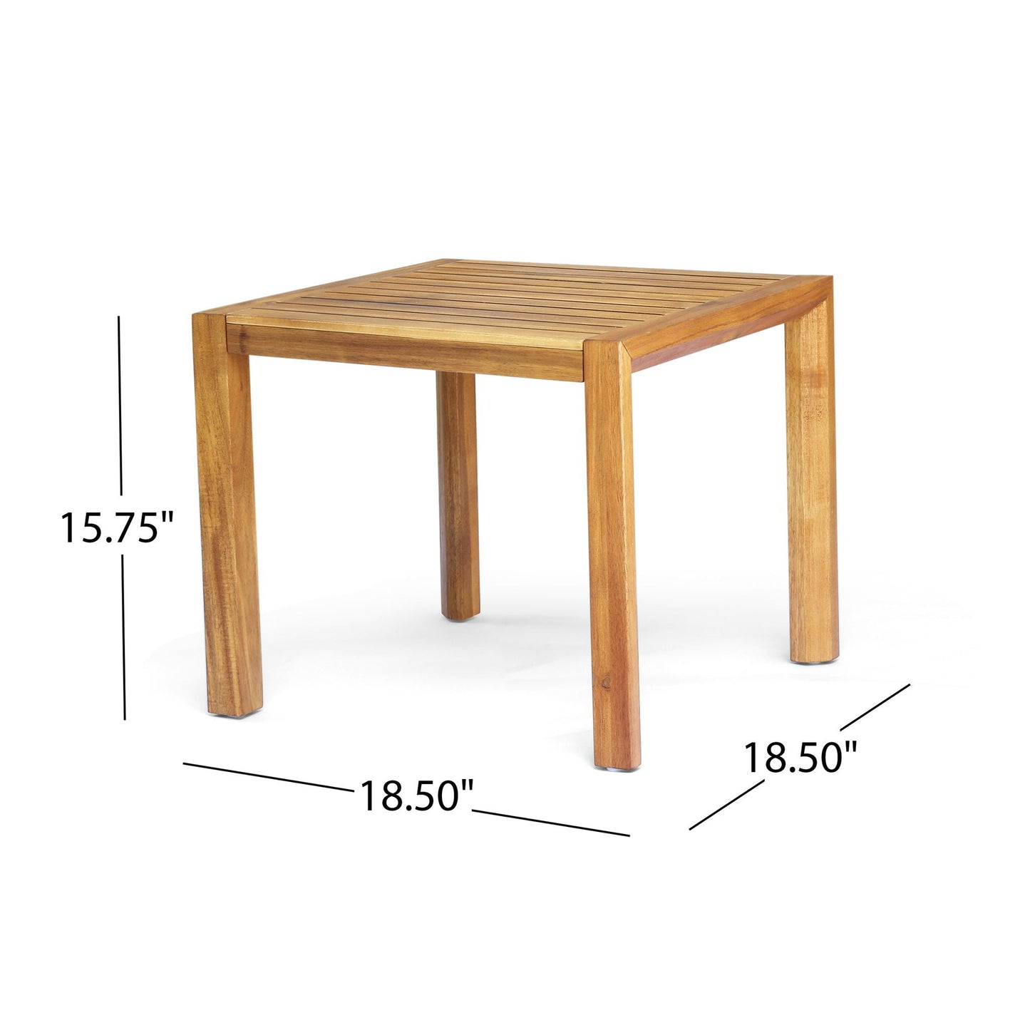 Celestaria 3-Piece Outdoor Chat Set side table with slatted natural wood top on Tampa Home & Garden Store