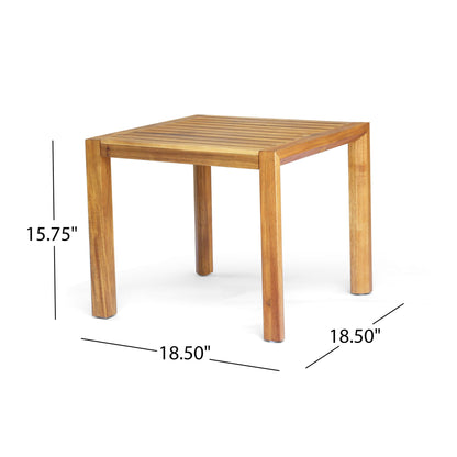 Celestaria 3-Piece Outdoor Chat Set side table with slatted natural wood top on Tampa Home & Garden Store