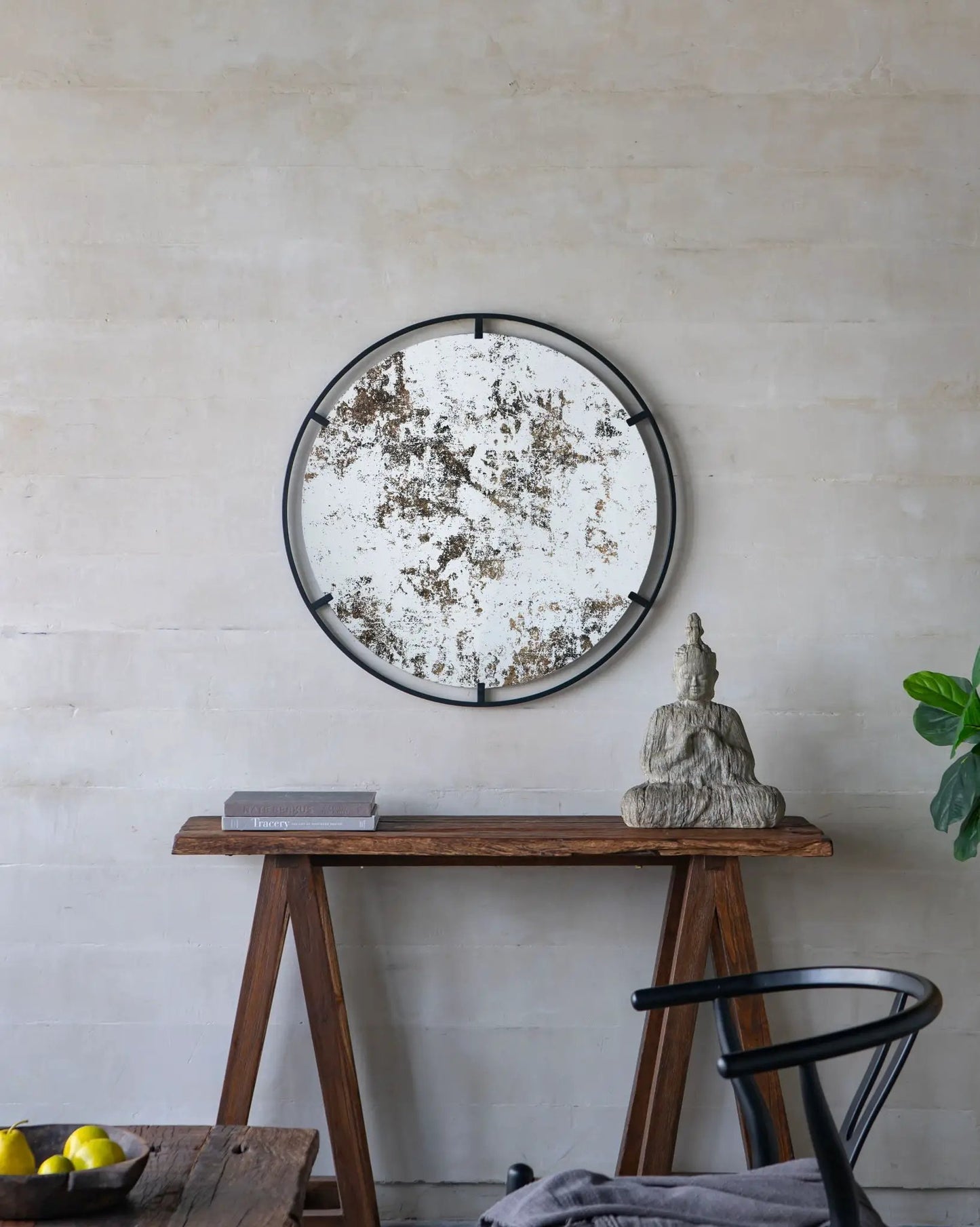 Theodor Round Mirror with Industrial Metal Frame