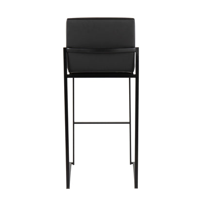 High-back black upholstered barstool with metal frame, contemporary design on Tampa Home & Garden Store