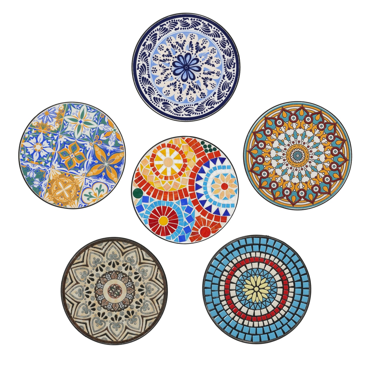 Colorful and Floral Ceramic Outdoor Side Table