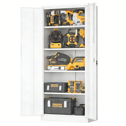 Steel garage storage cabinet with adjustable shelves and lock, white, HouseOfZazla on Tampa Home & Garden Store