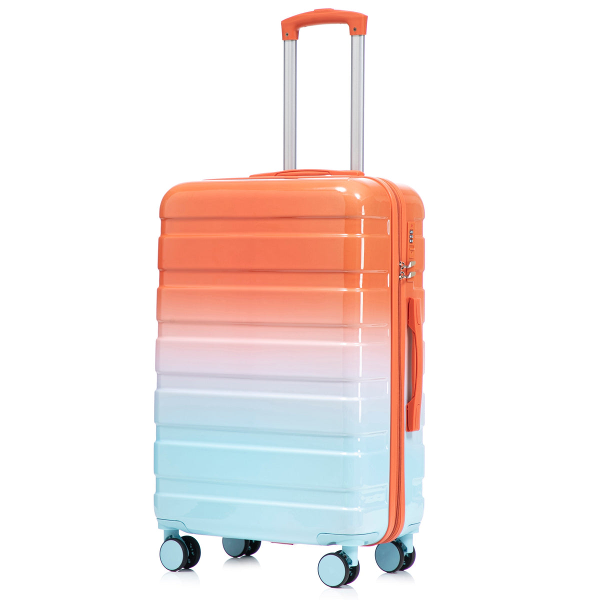 Spinner Wheel Luggage gradient orange-blue suitcase with retractable handle and 360 wheels on Tampa Home & Garden Store