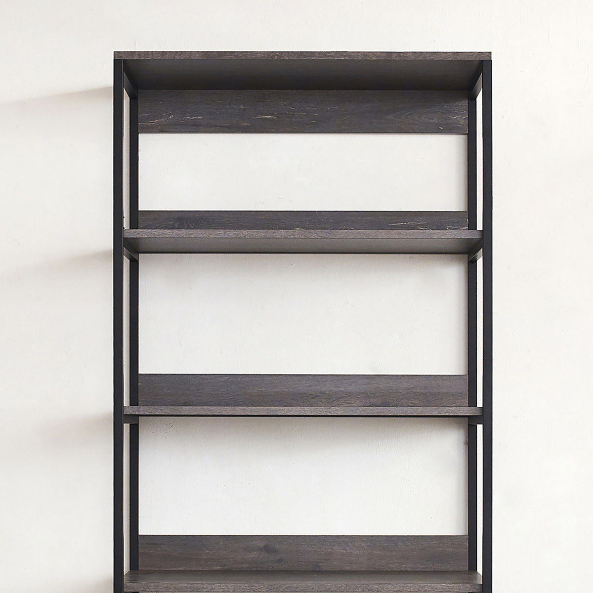 Gray walk-in closet wardrobe with five-shelf modular construction and dark wood shelves on Tampa Home & Garden Store