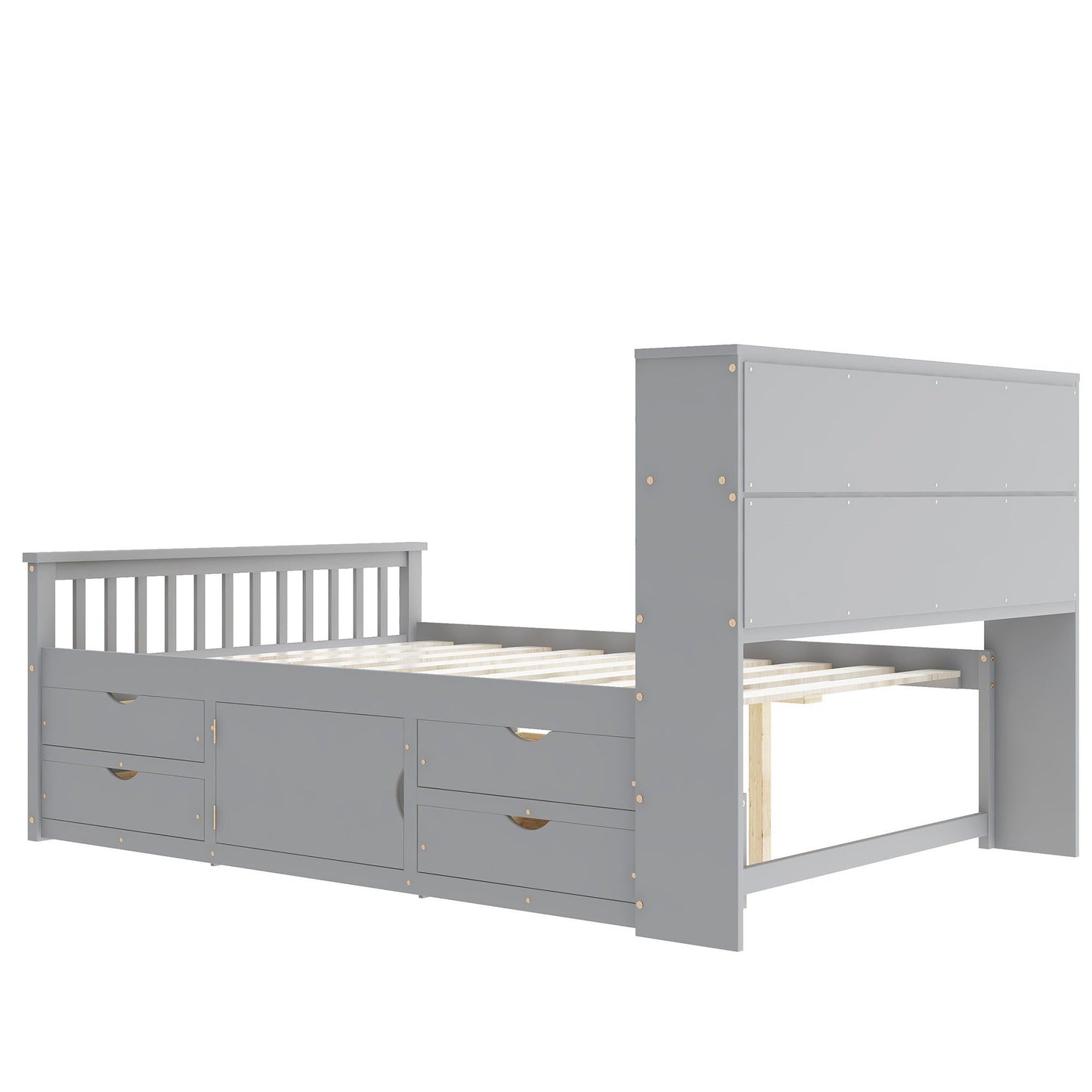 Captain Platform Bed Frame and Bookcase Headboard