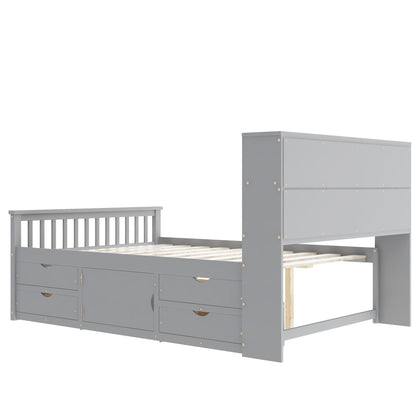 Captain Platform Bed Frame and Bookcase Headboard