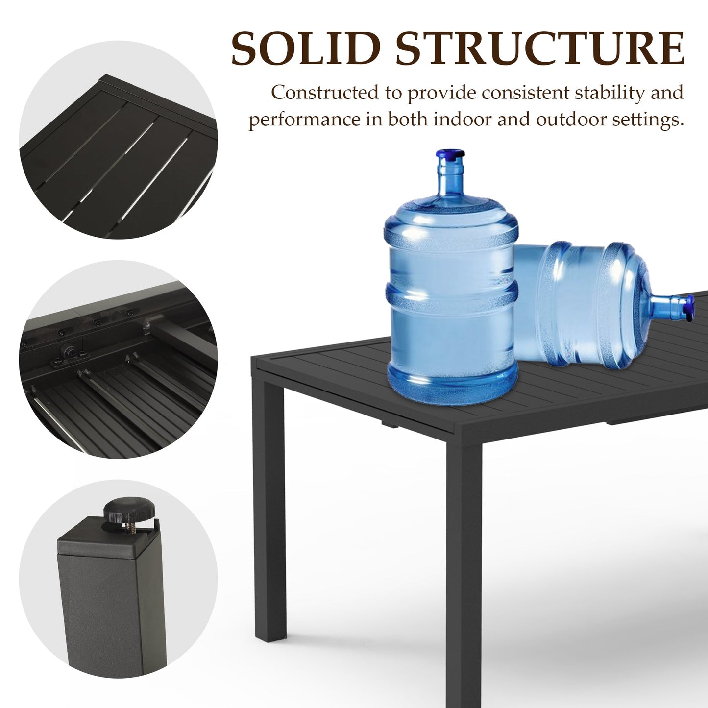 Extendable Aluminum Outdoor Dining Table for Home